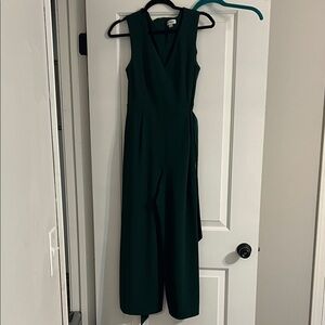 Calvin Klein Dark Green Sleeveless V-Neck Wide-Leg Jumpsuit